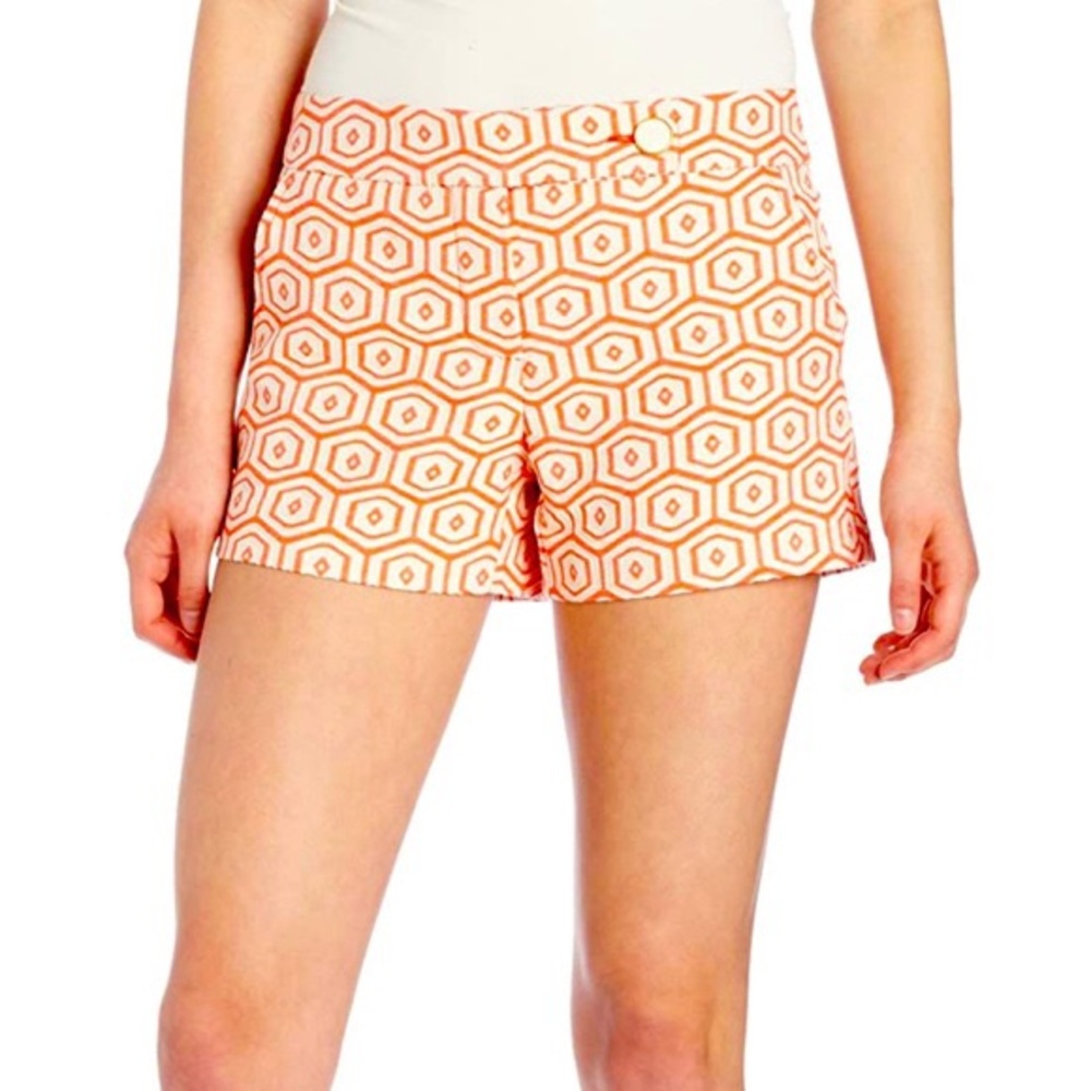 Trina Turk Orange Geo High-Rise Shorts